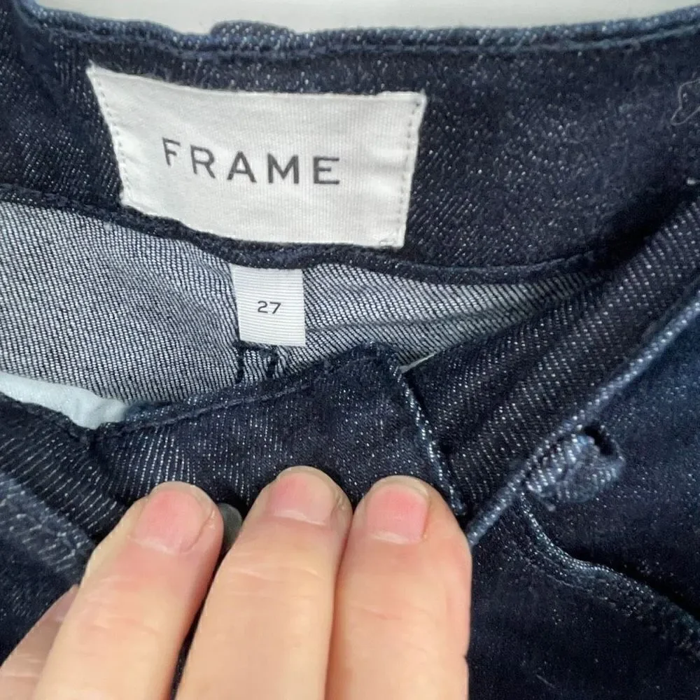 Frame Black Le Sylvie Washed Woven High Straight Denim Jeans Size 27